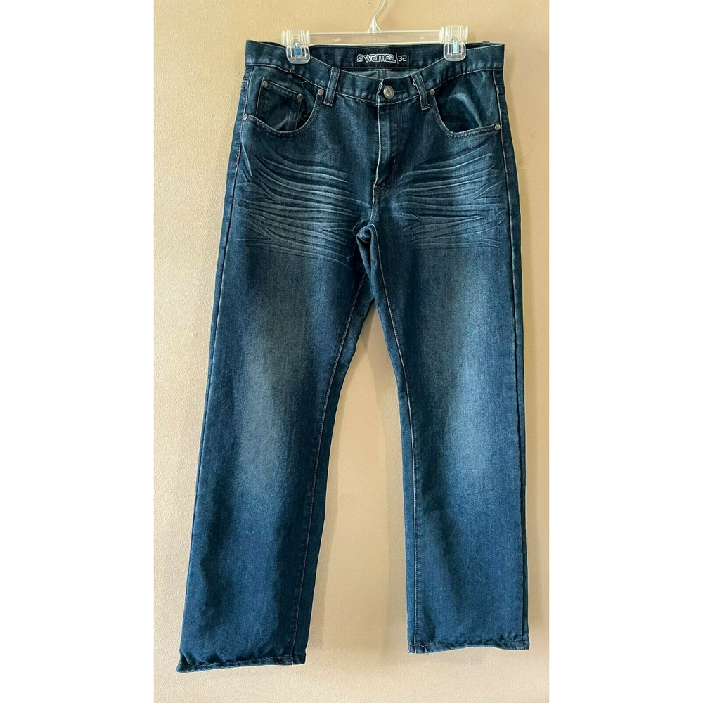 Men's Waimea Jeans Size 32x30 | Actual Size is 34x30 Dark Wash with Whiskering